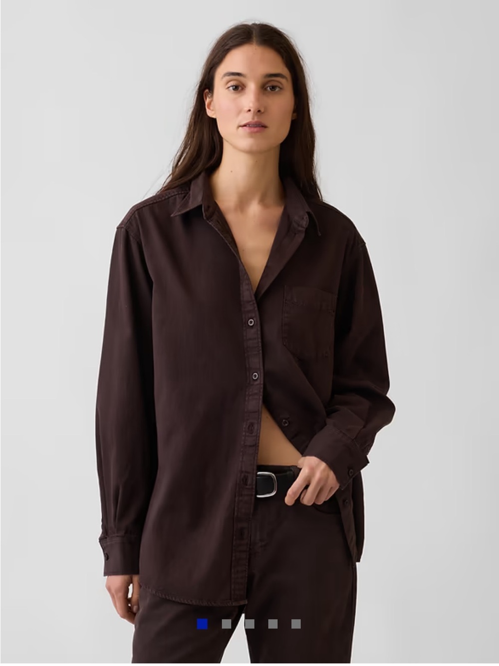 NWT GAP ULTRASOFT DENIM BROWN BIG SHIRT SIZE M